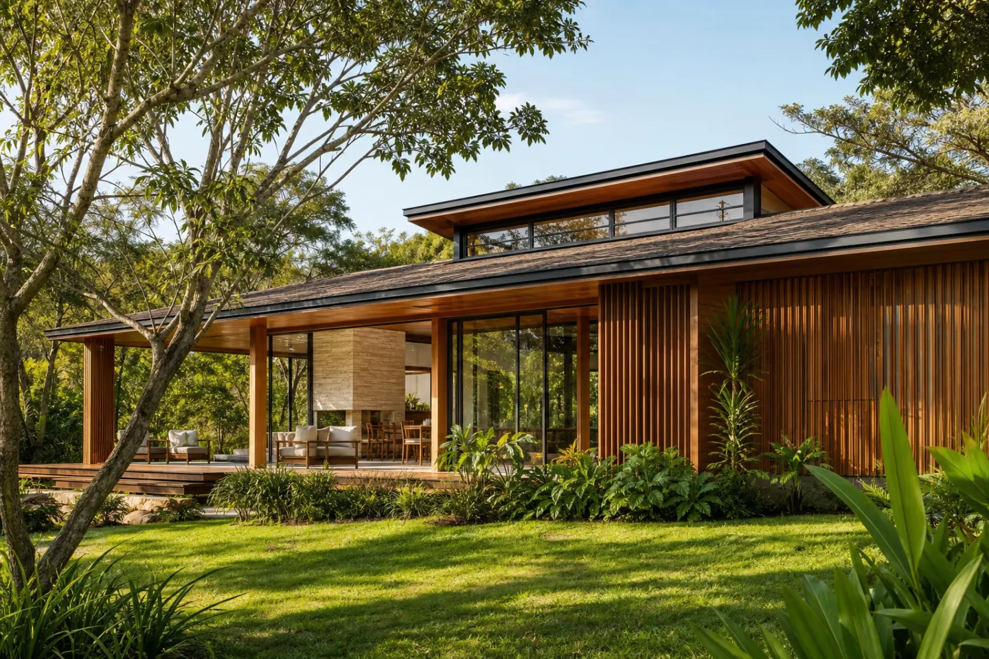 Casa contemporânea integrada ao jardim